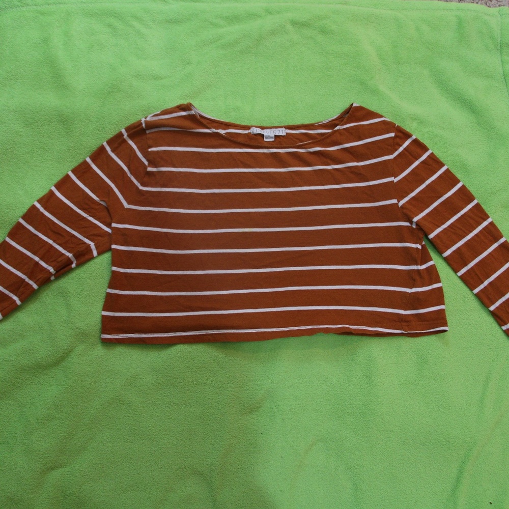 Forever 21 Crop Top Striped Long Sleeve